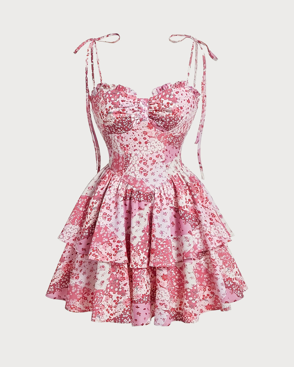 Pink Floral Tiered Slip Mini Dress Free Shipping Factory Outlet