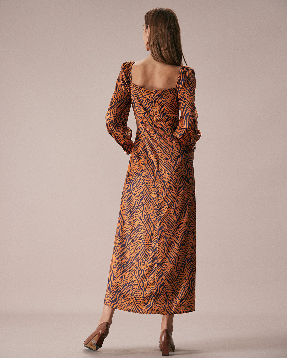 The Brown Sweetheart Neck Zebra Maxi Dress Cost Cheap Pice