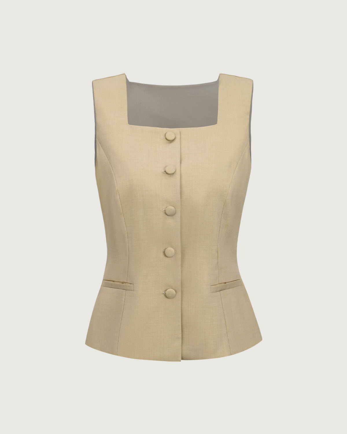 Yellow Square Neck Single Breasted Vest Buy Cheap Outlet