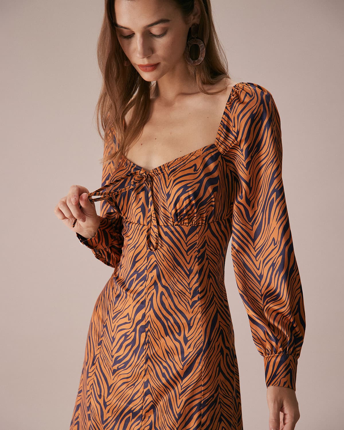 The Brown Sweetheart Neck Zebra Maxi Dress Cost Cheap Pice