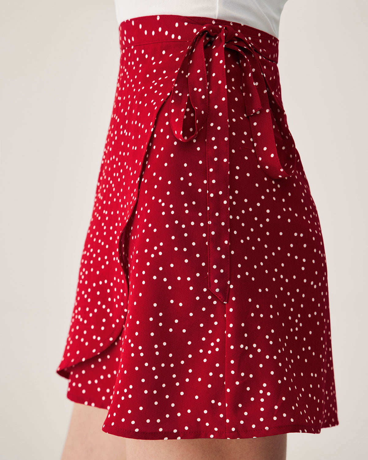 Red Polka Dot Wrap Mini Skirt Quality Free Shipping For Sale