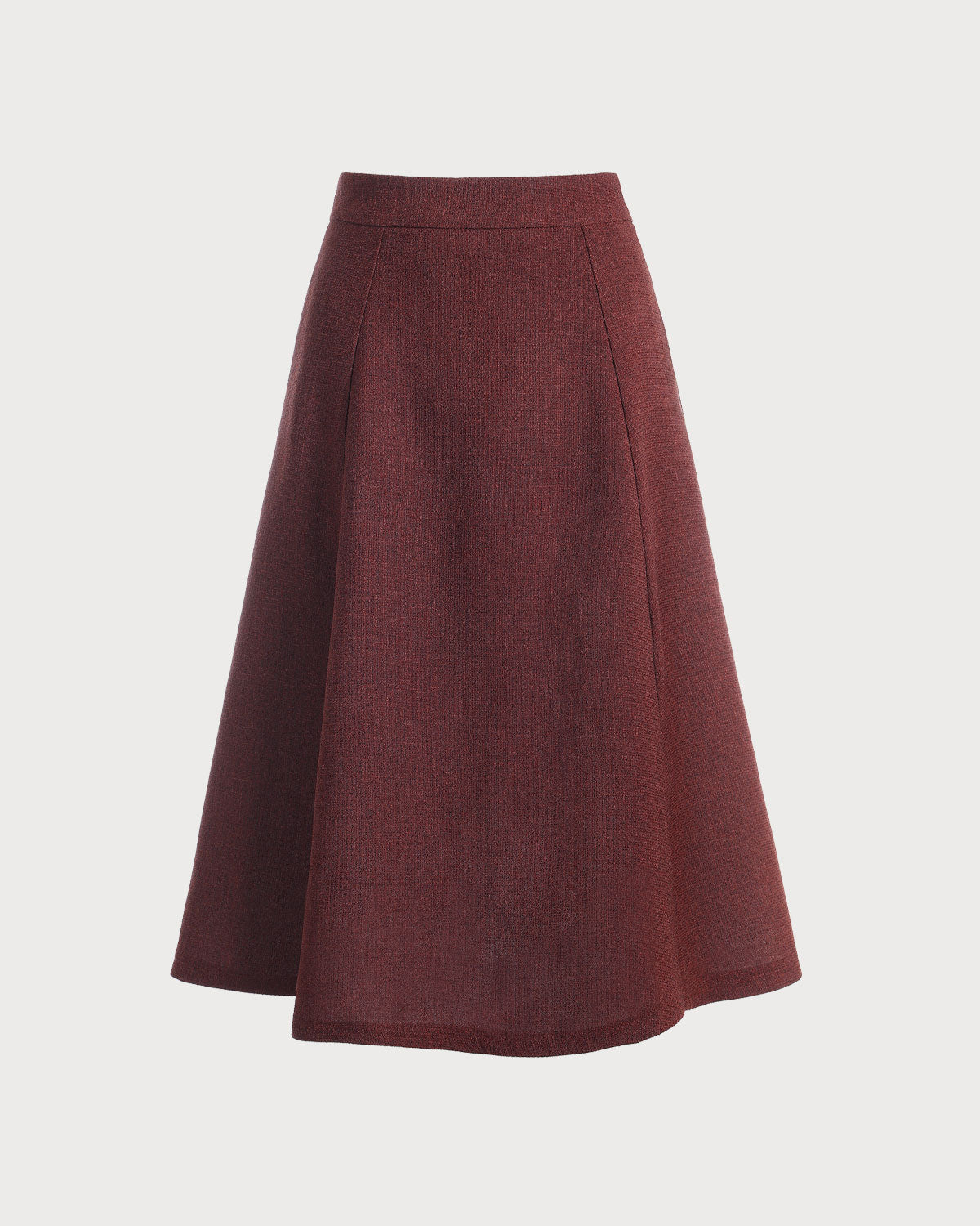 Burgundy High Waisted Tweed Skirt Sale New