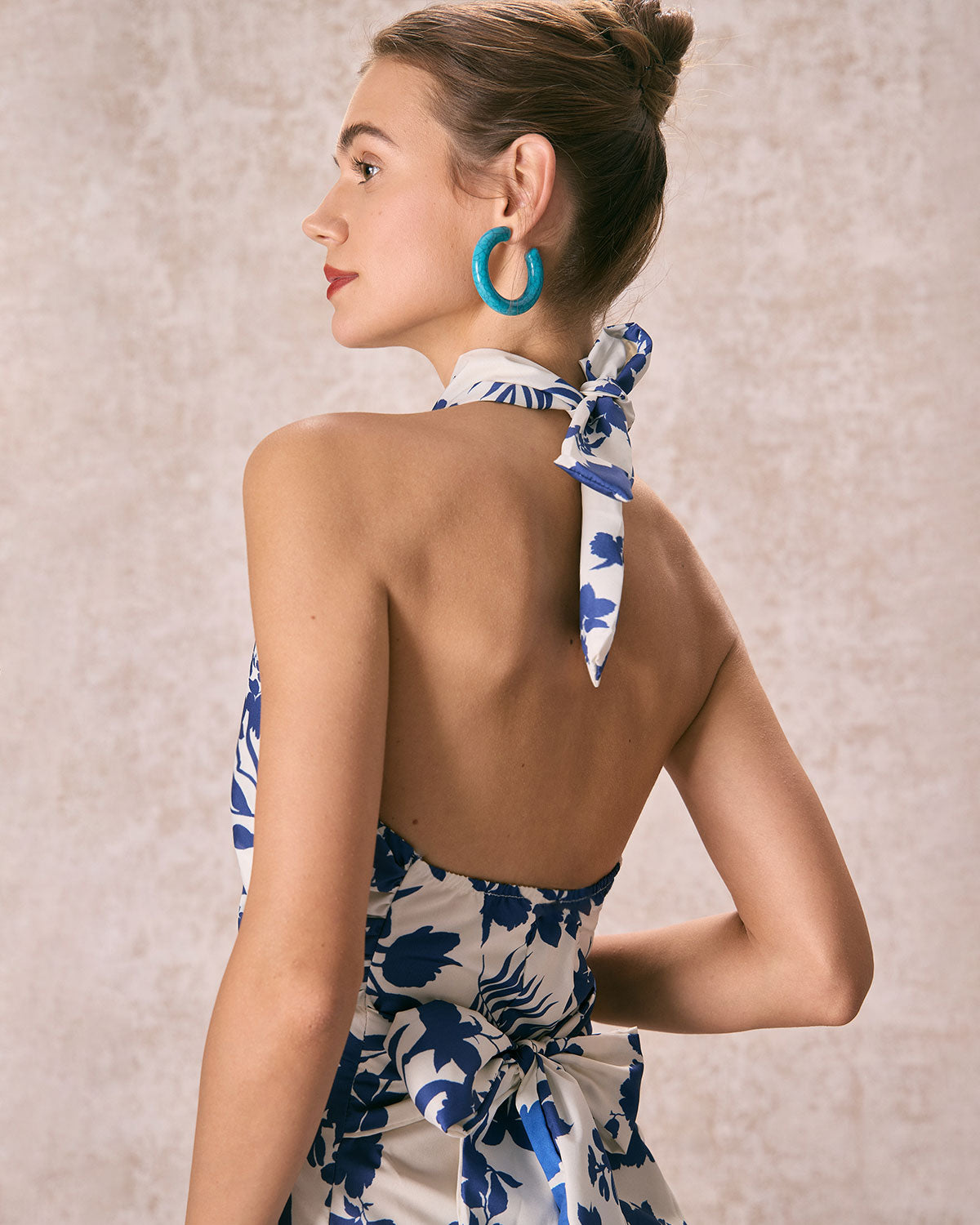 The Blue Halter Cut Out Ruffle Maxi Dress Cheap Sale Really