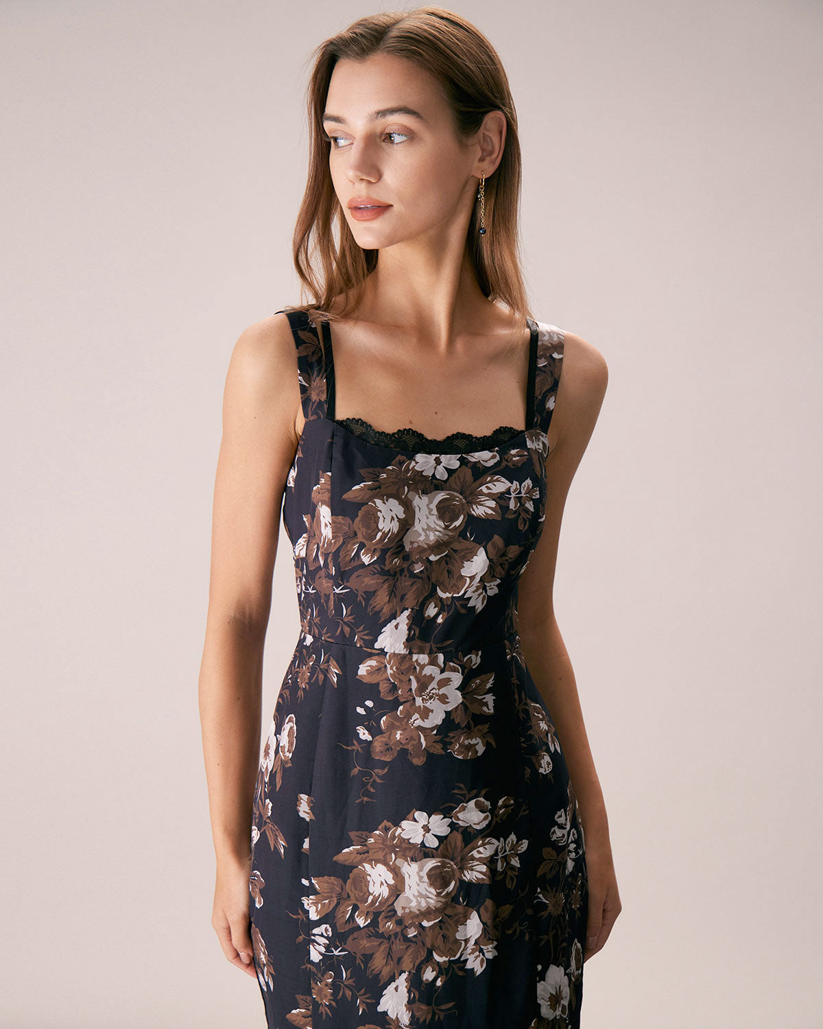The Black Lace Trim Floral Mermaid Maxi Dress Free Shipping Real