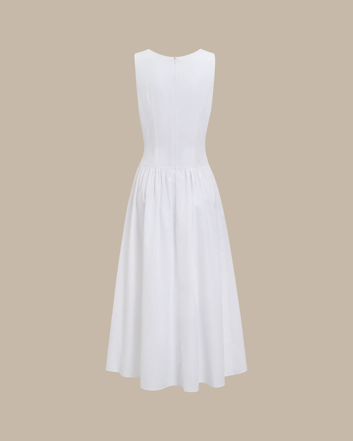 White Round Neck Pocket Maxi Dress Clearance Perfect