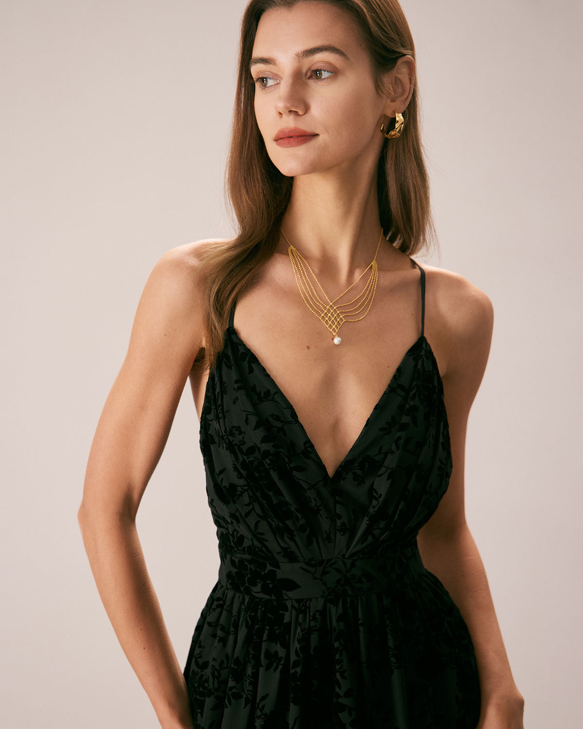 The Black Floral Flocked Mesh Slit Maxi Dress Amazon Cheap Online