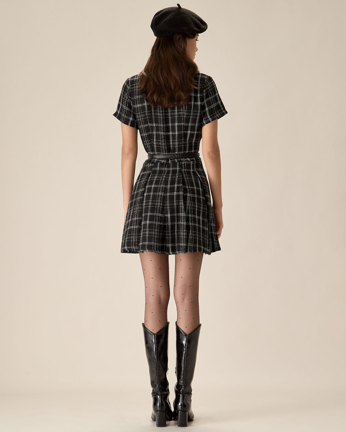 Black Plaid Tweed Mini Dress Looking For For Sale