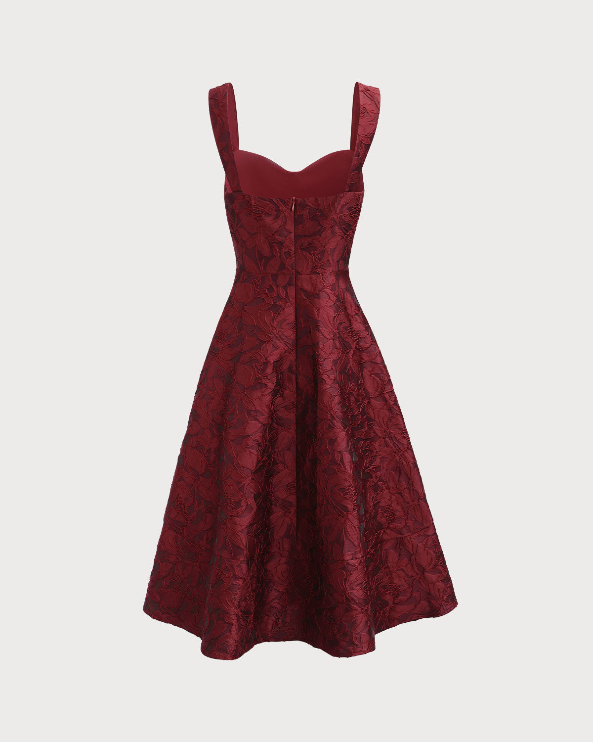 The Red Sweetheart Neck Jacquard Midi Dress Discount Best Pices