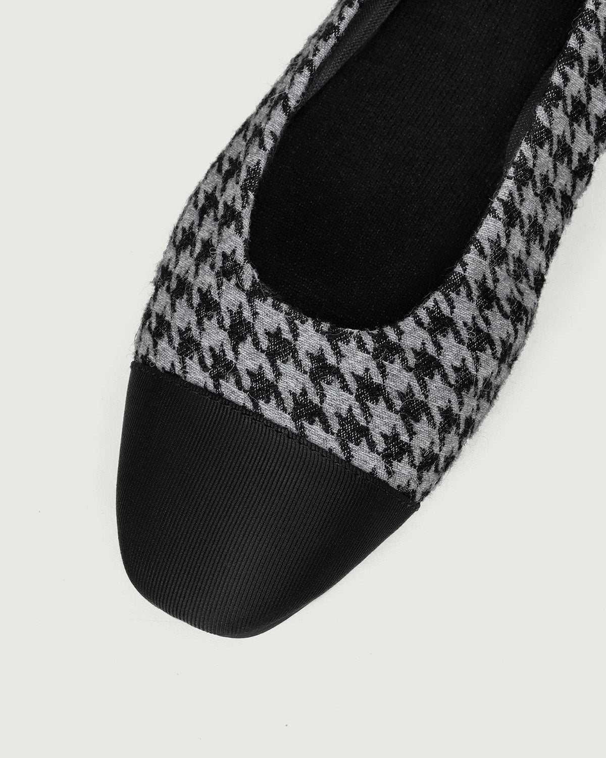 Enfiis Black and Grey Houndstooth Jacquard Square Toe Ballet Flats Cheap Best Store To Get