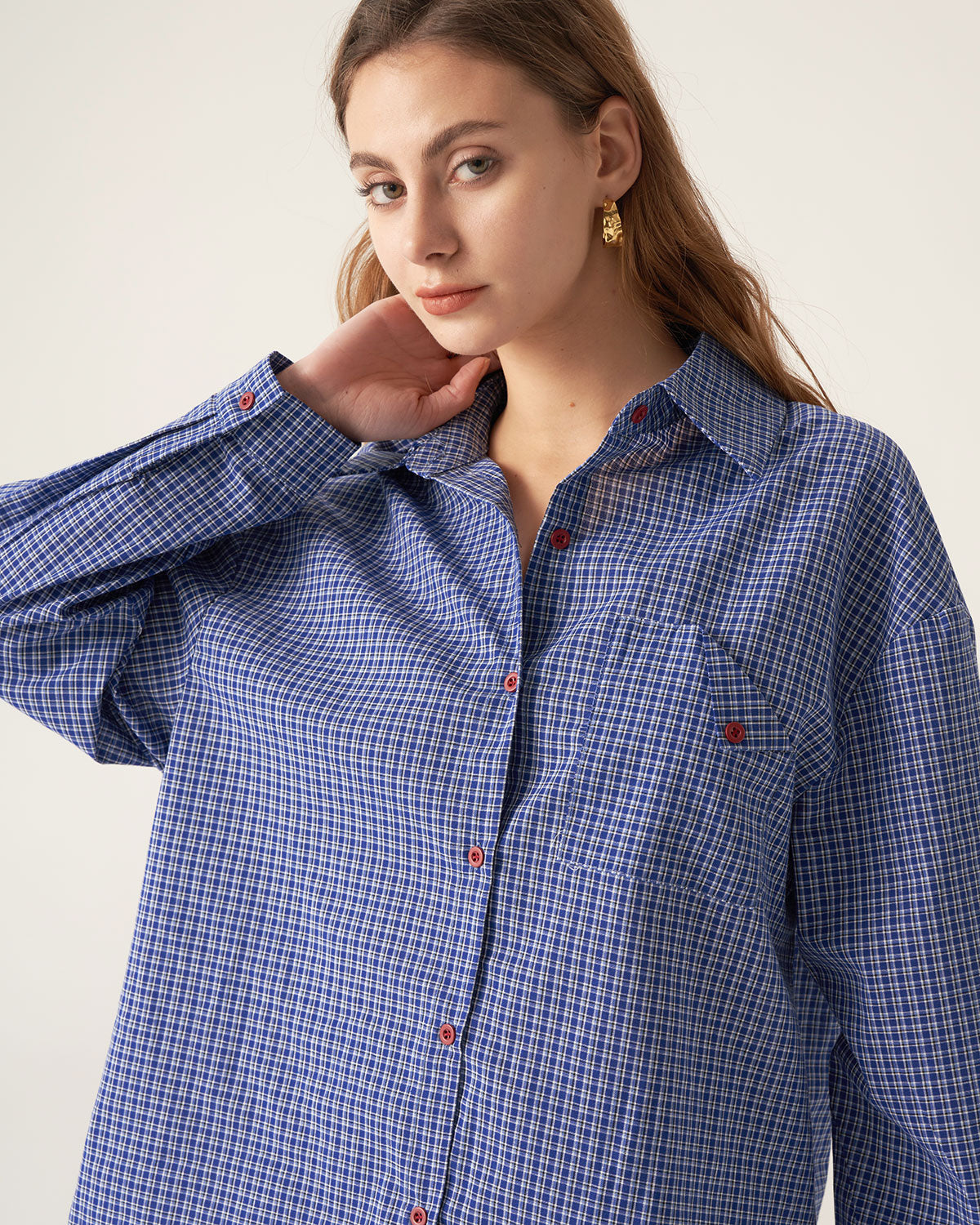 Blue Plaid Pocket Shirt Clearance Best