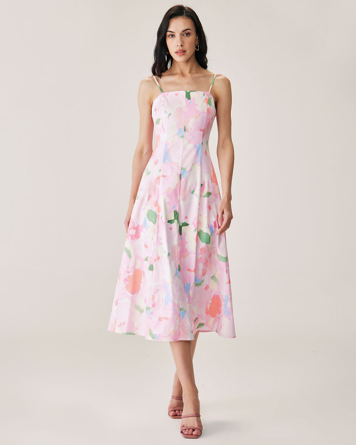 Pink Floral Slip Midi Dress Buy Cheap Best Wholesale