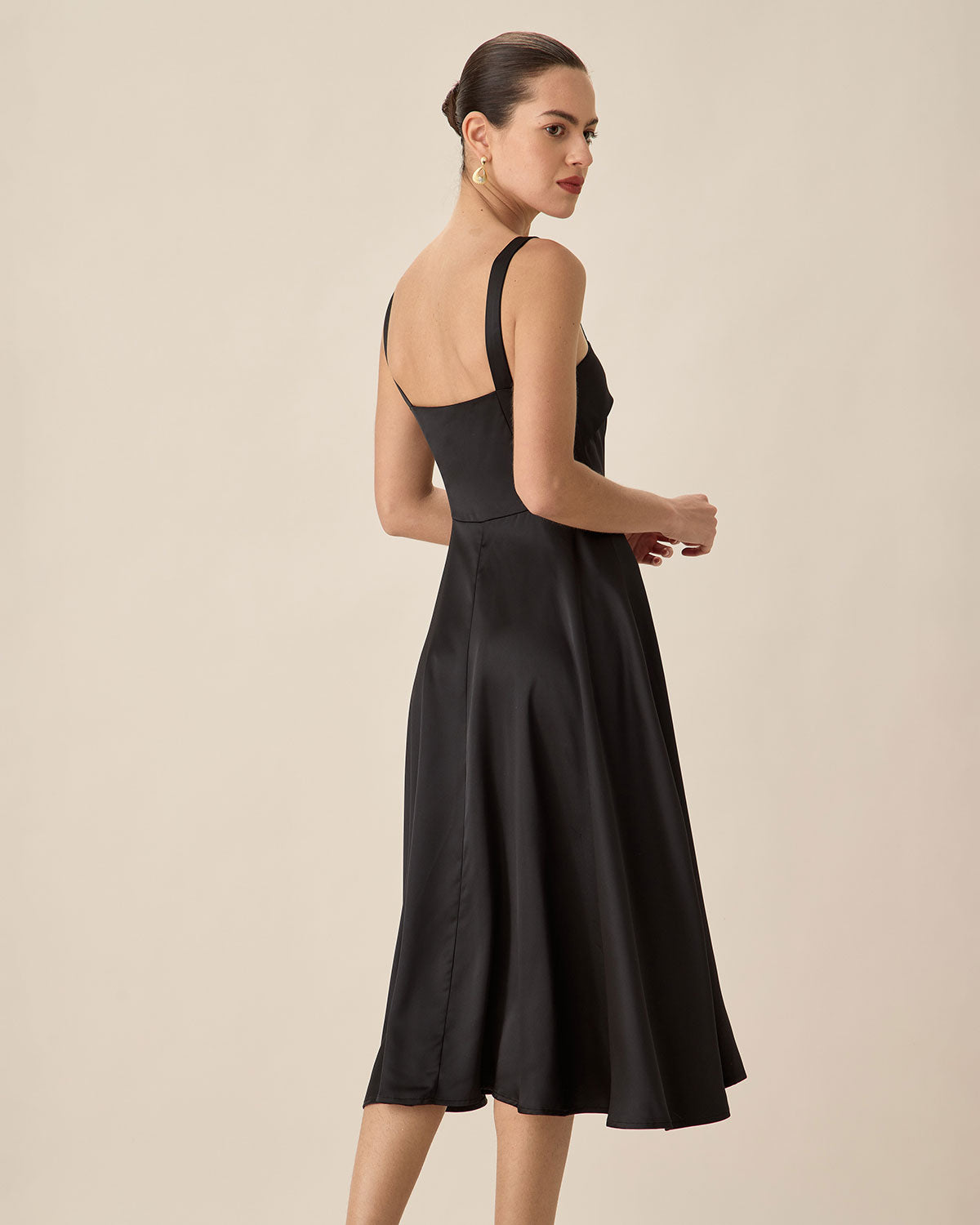 Black Satin Slip Midi Dress Free Shipping Best Place