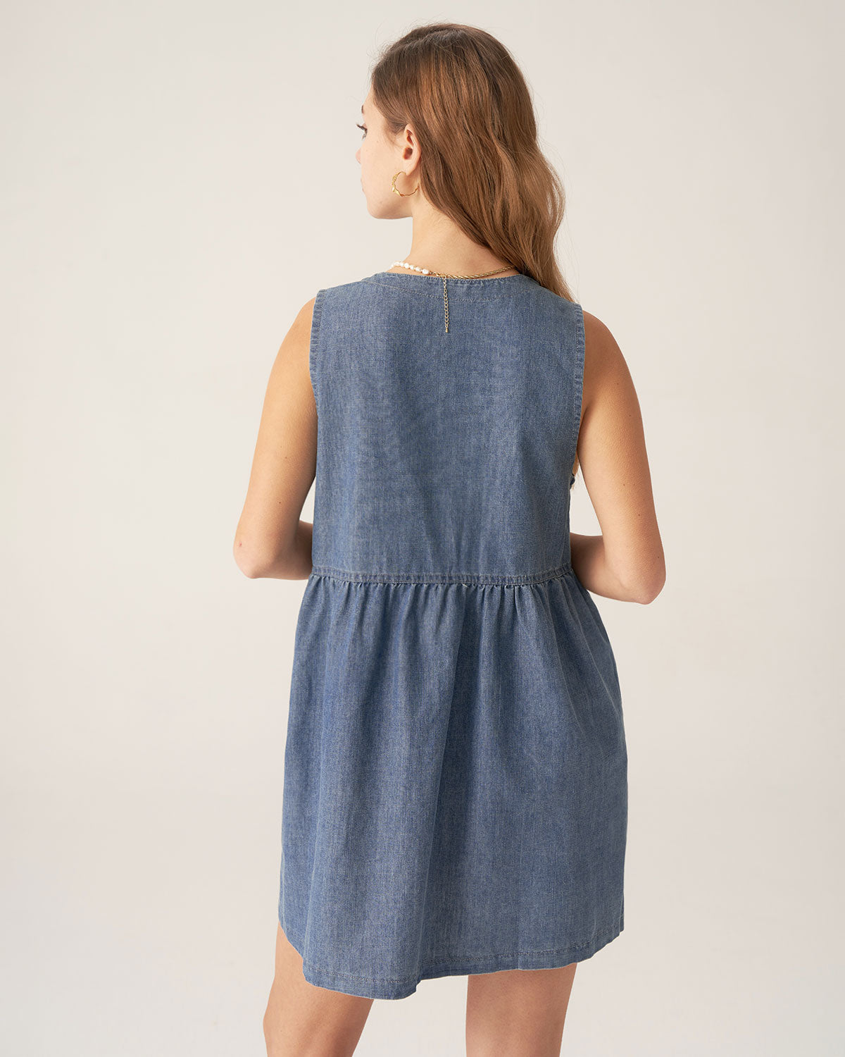 Blue Denim Sleeveless Mini Dress Professional