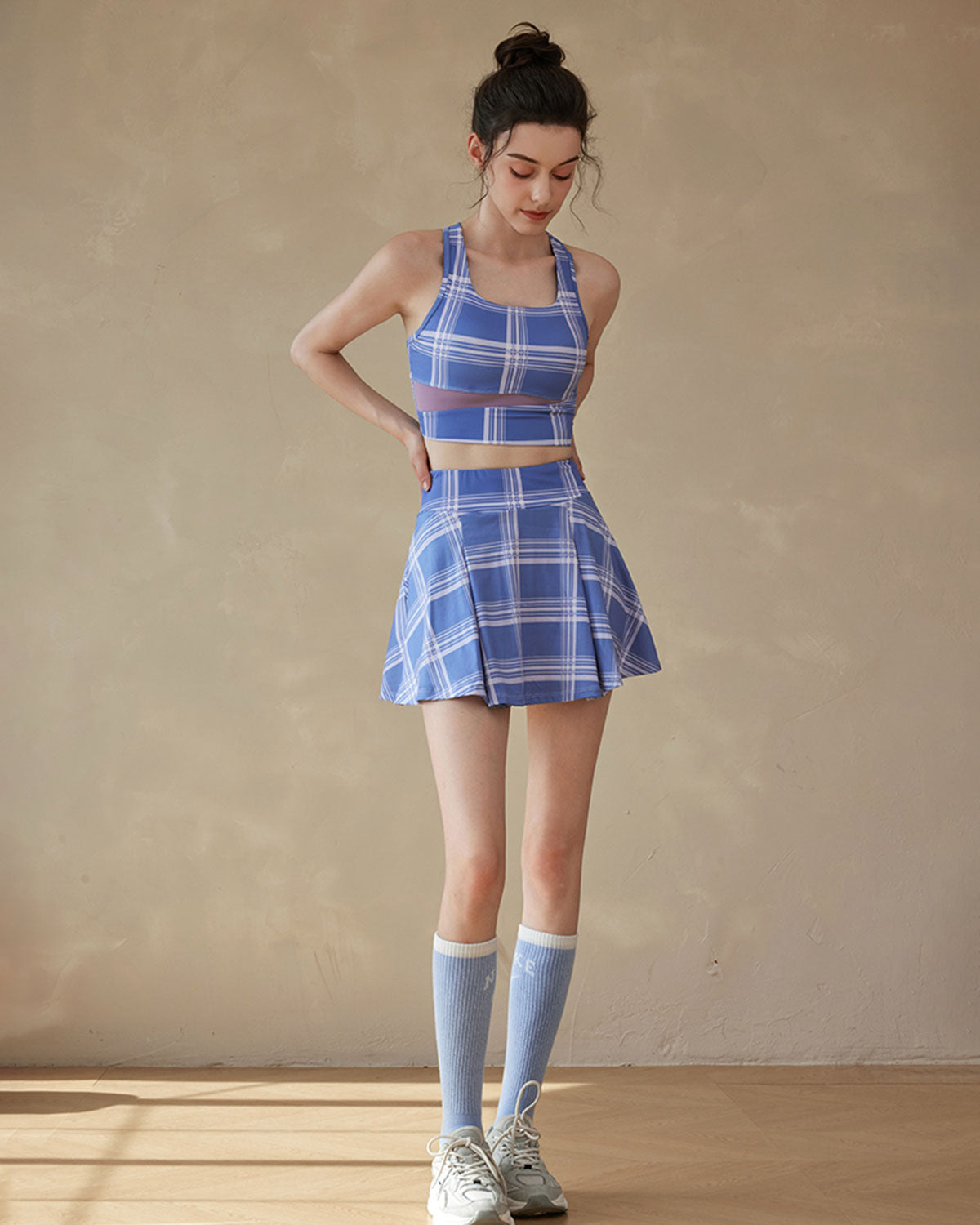 Blue Plaid Yoga Skirt Buy Cheap 100% Original