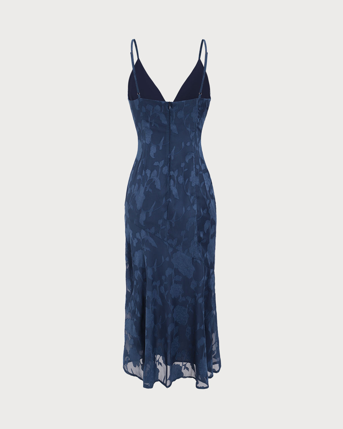 Navy Jacquard Mermaid Slip Midi Dress Visit New Online