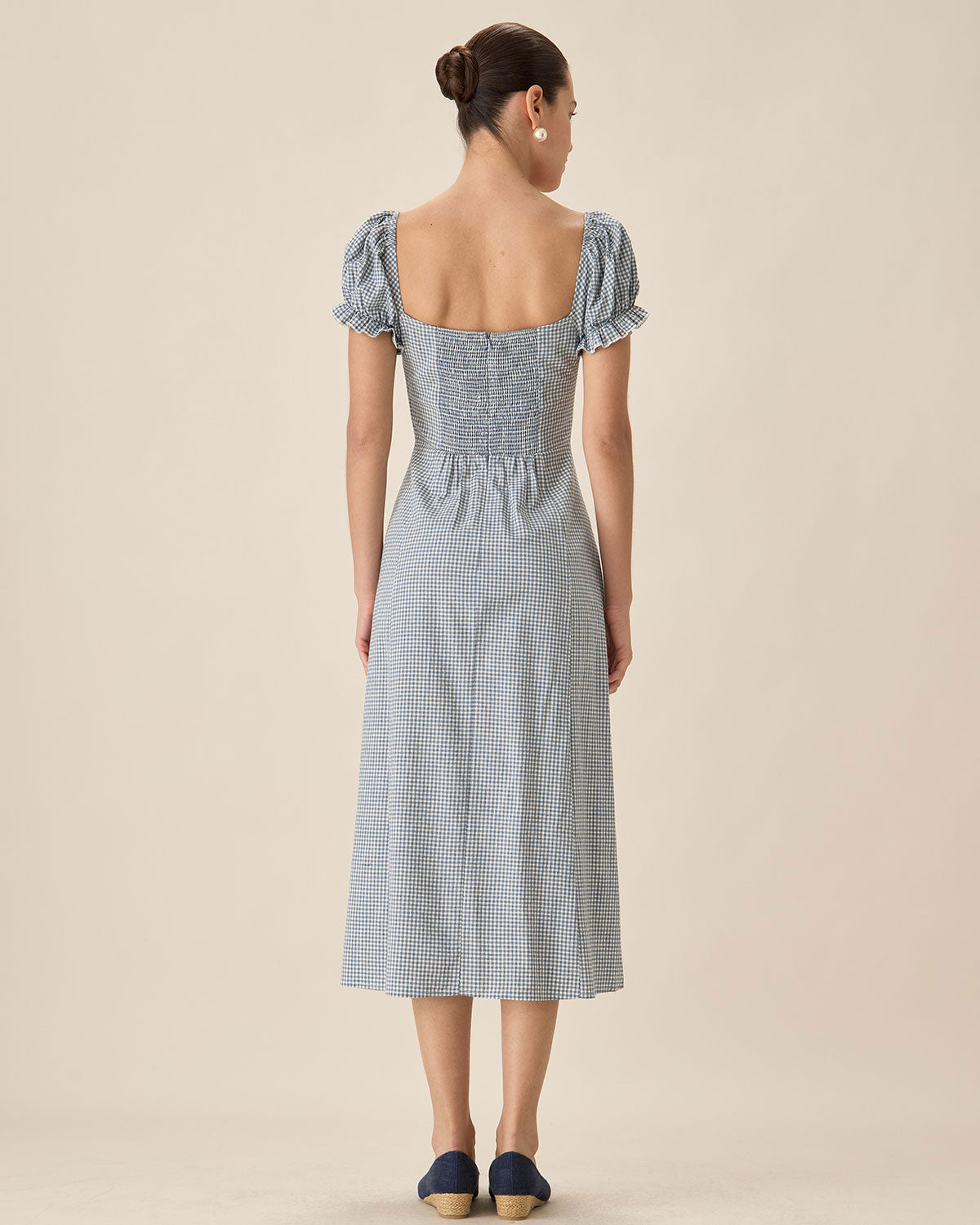 Blue Plaid Sweetheart Neck Midi Dress Visit Sale Online