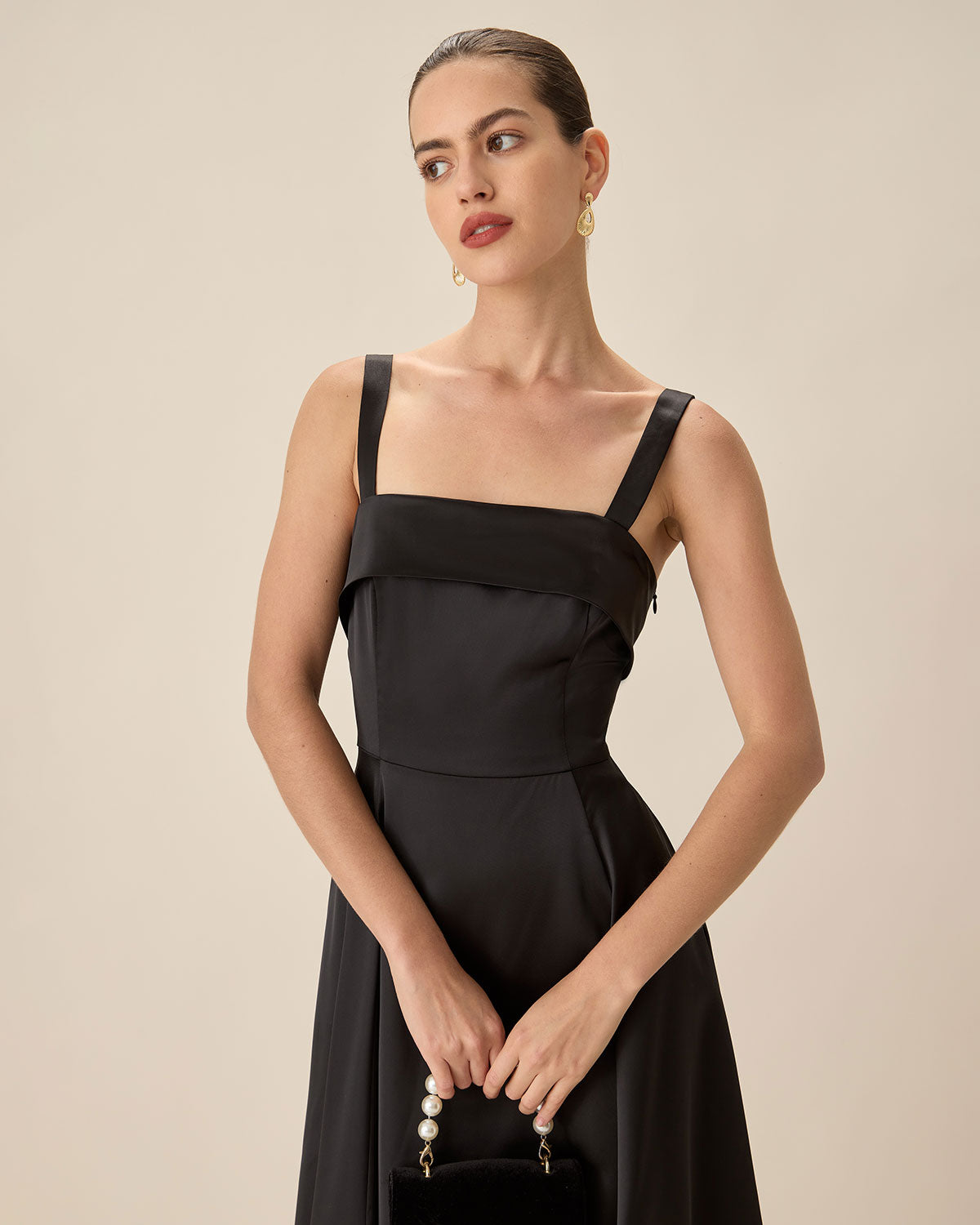 Black Satin Slip Midi Dress Free Shipping Best Place