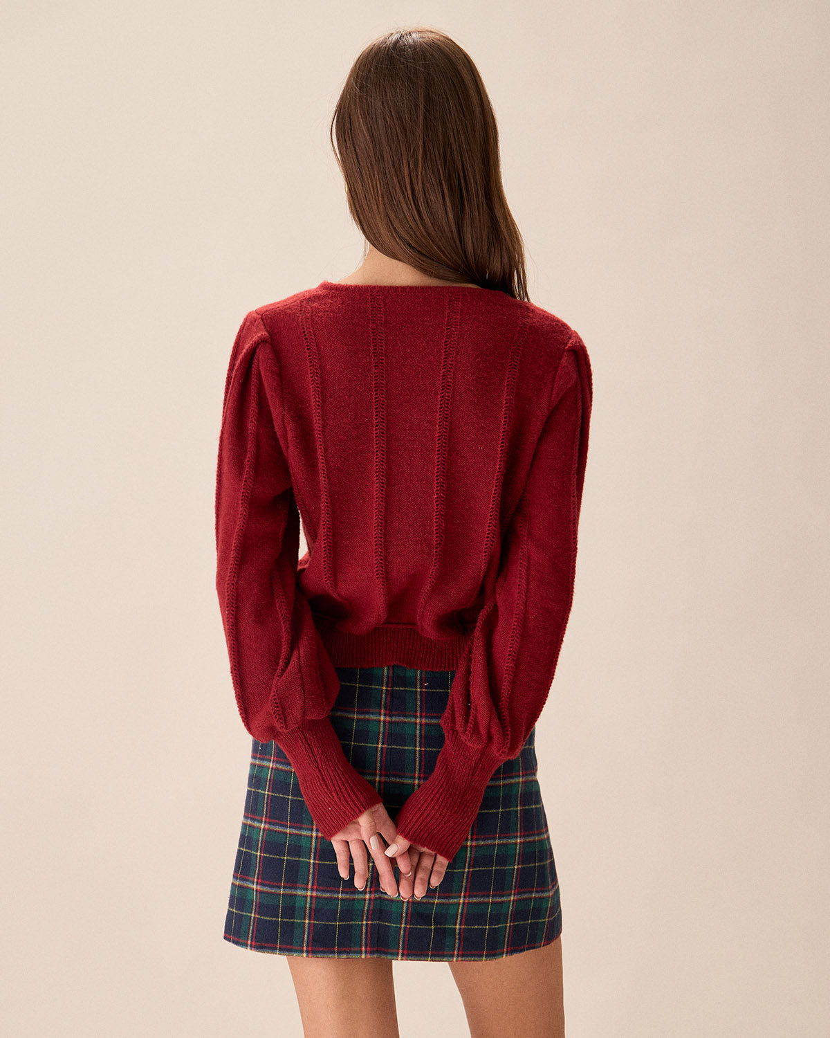 Red Lantern Sleeve Single-Breasted Cardigan Buy Cheap Best Place