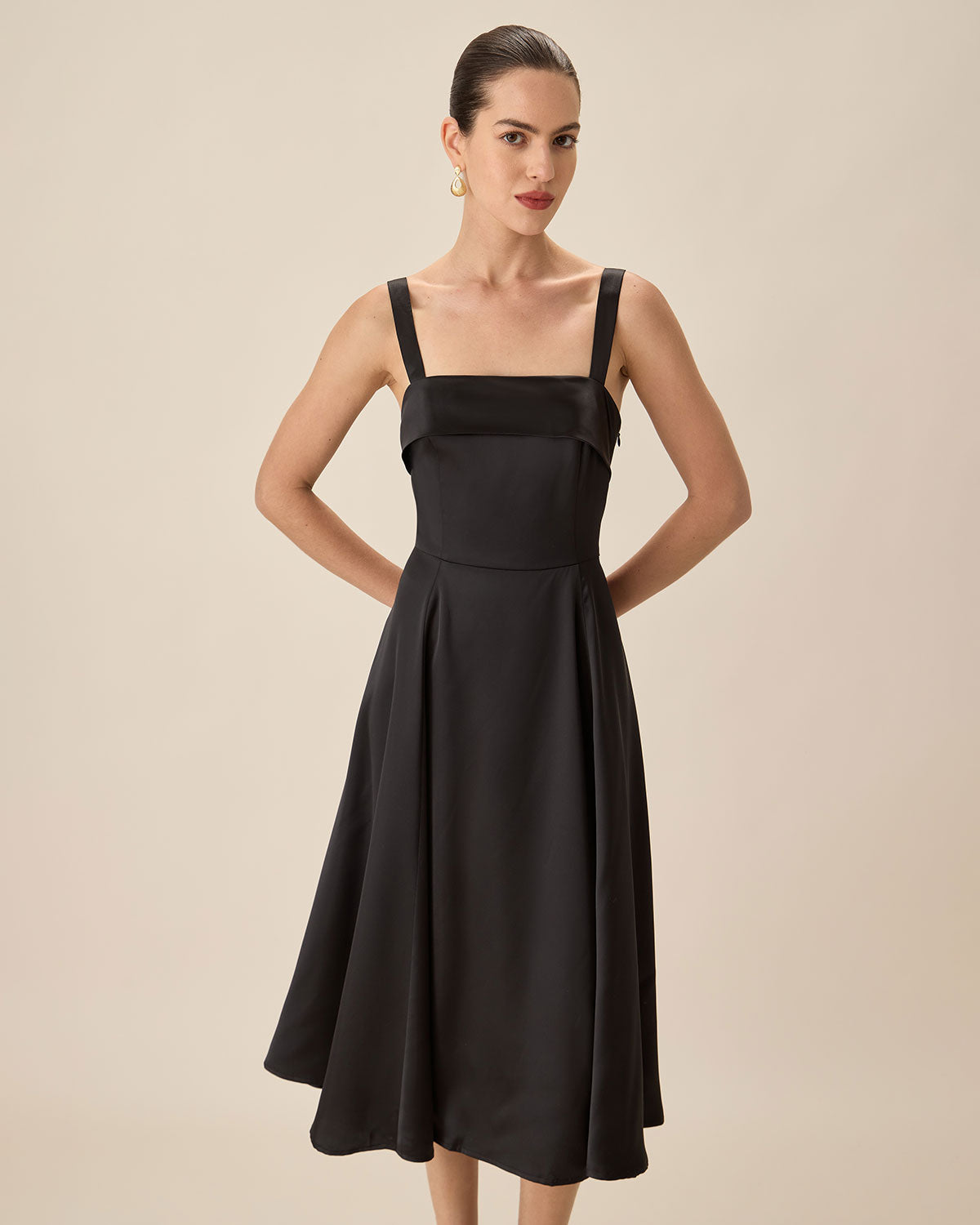 Black Satin Slip Midi Dress Free Shipping Best Place