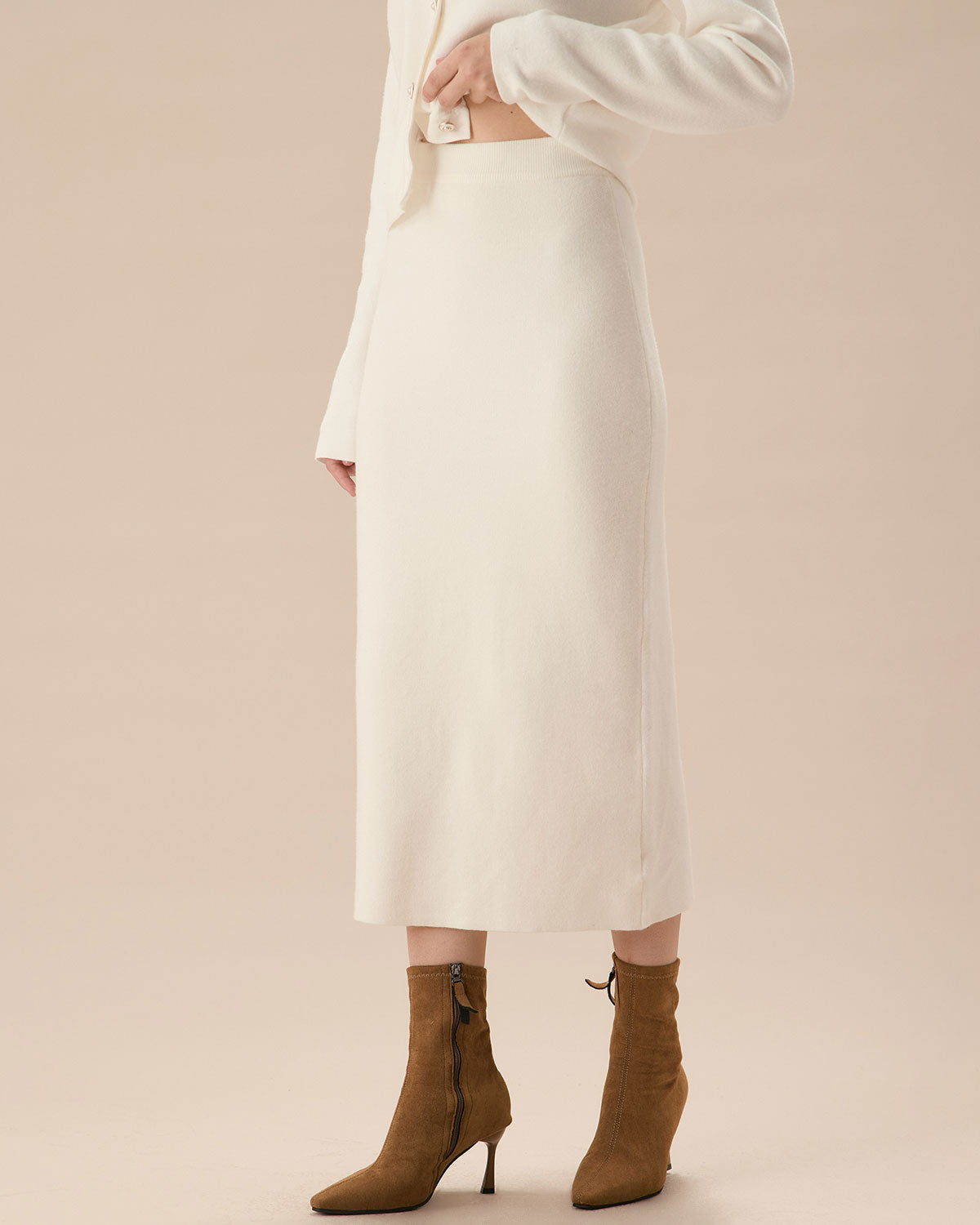 White Elastic Waist Straight Skirt Discount How Much