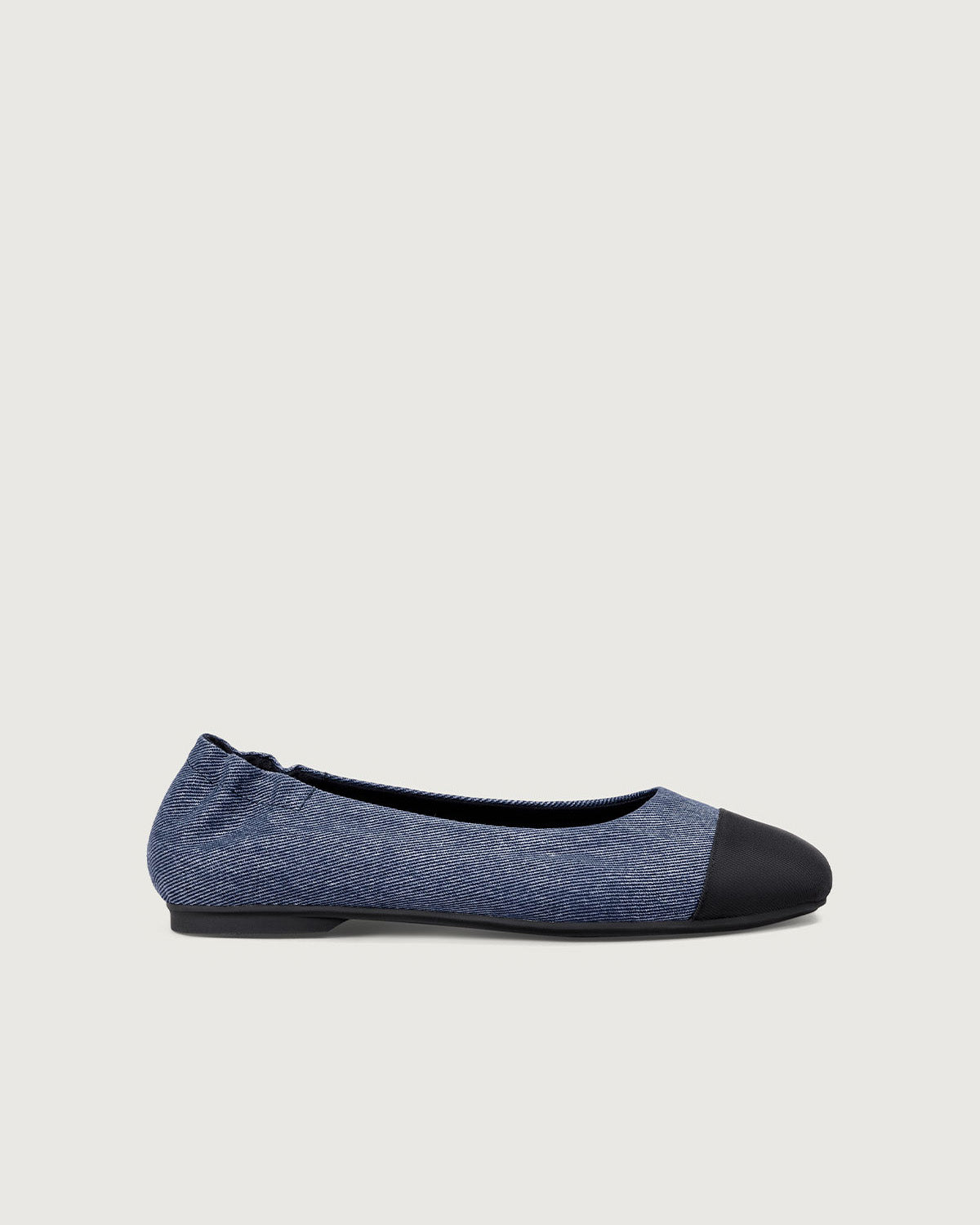 Enfiis Blue Twill Denim Square Toe Ballet Flats Cheap Newest