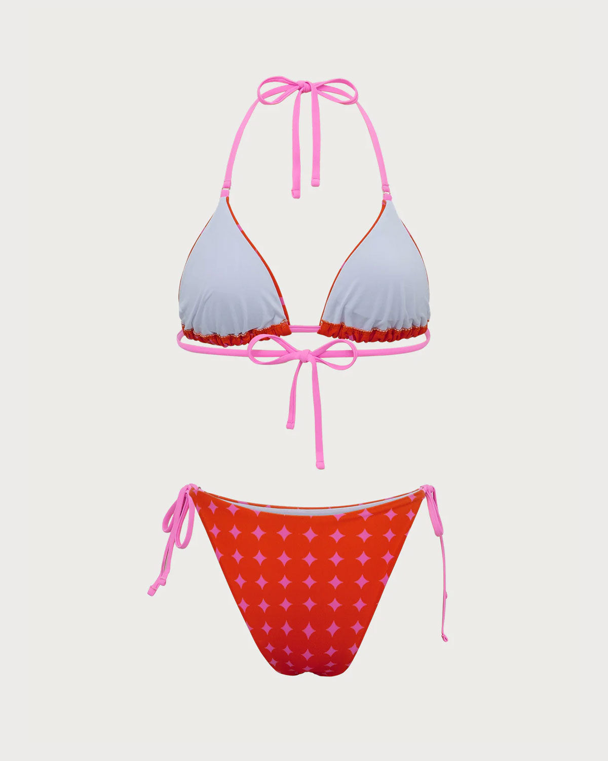 Red Contrasting Drawstring Bikini Set Discount Best Place