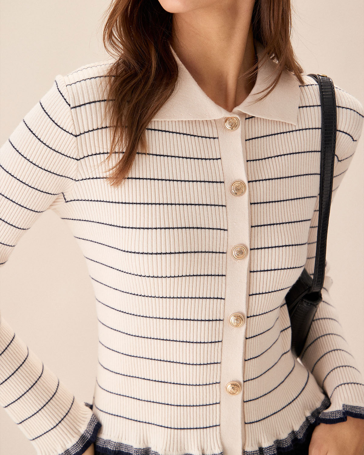 Apricot Striped Poet Sleeve Cardigan Really Cheap Shoes Online