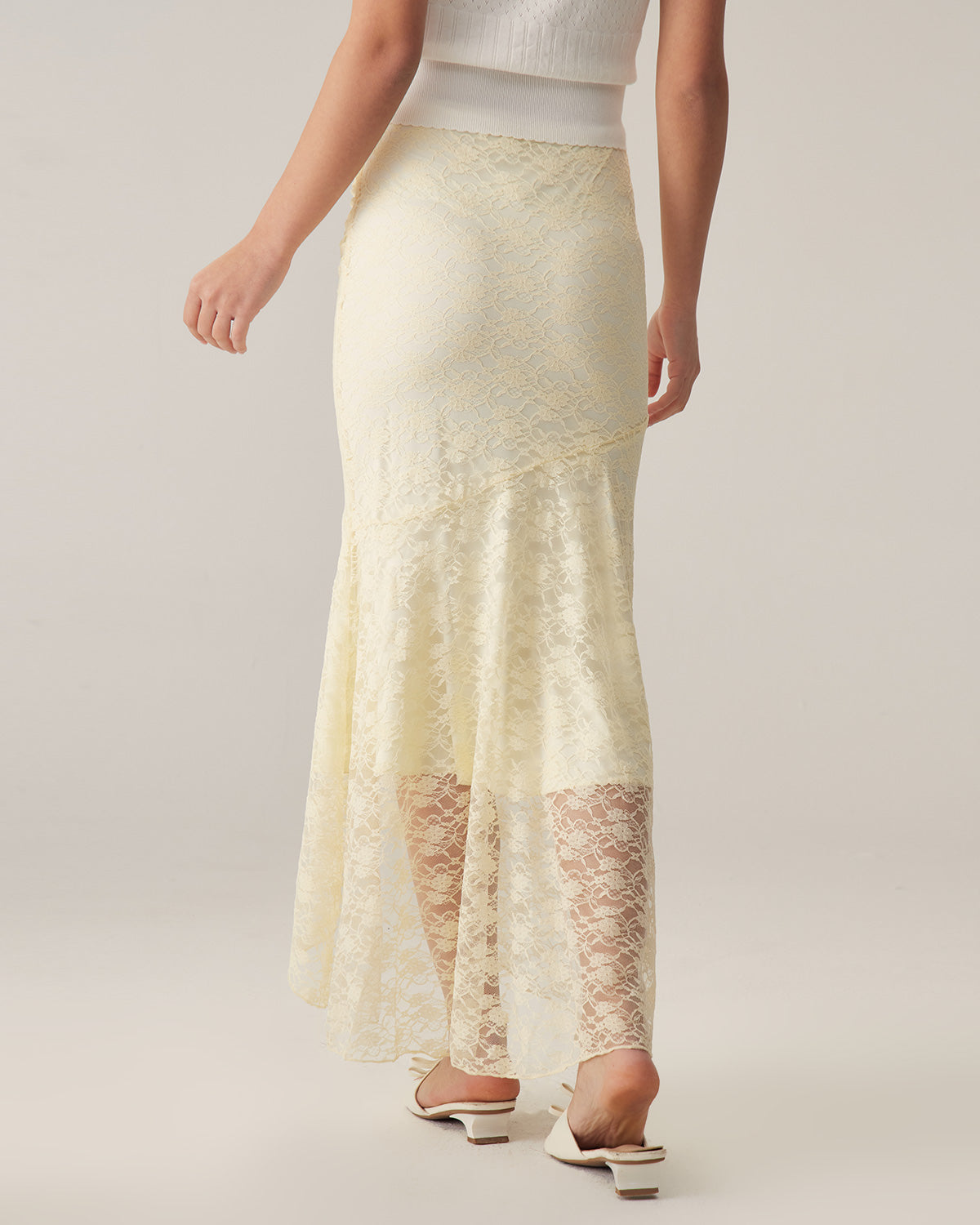 Beige Lace Straight Maxi Skirt Cheap Cost