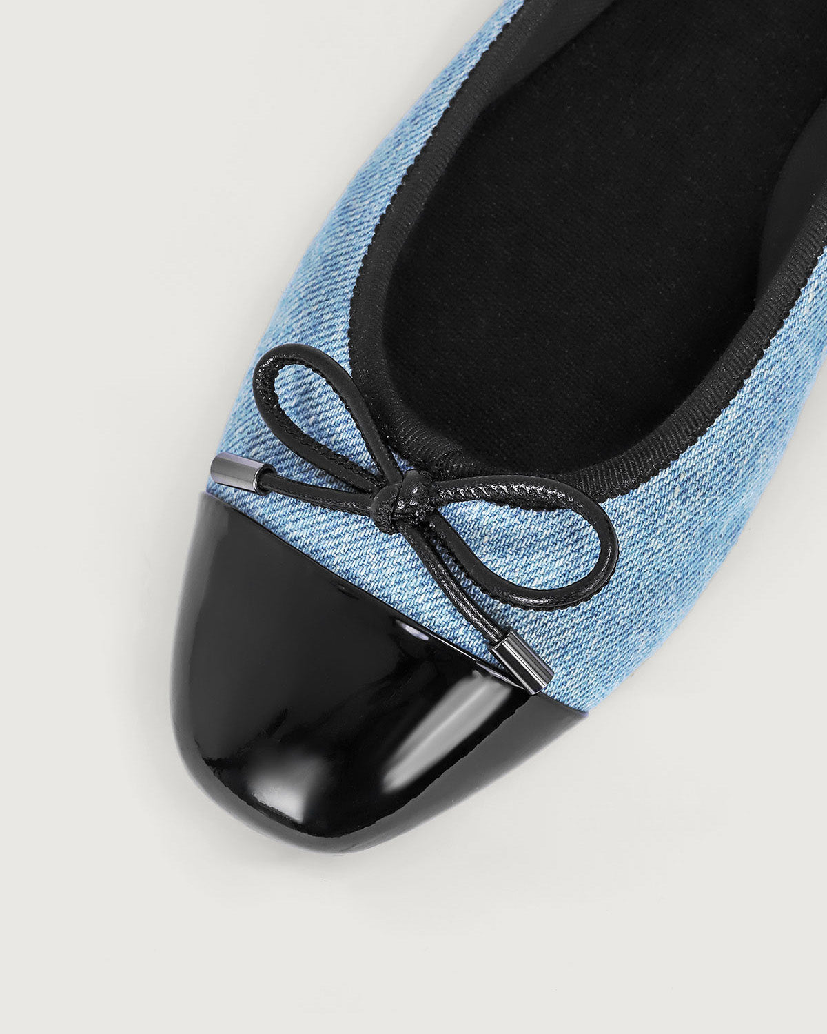 Enfiis Light Blue Washed Denim Cross-head Ballet Flats. Cheap Pice Outlet Sale