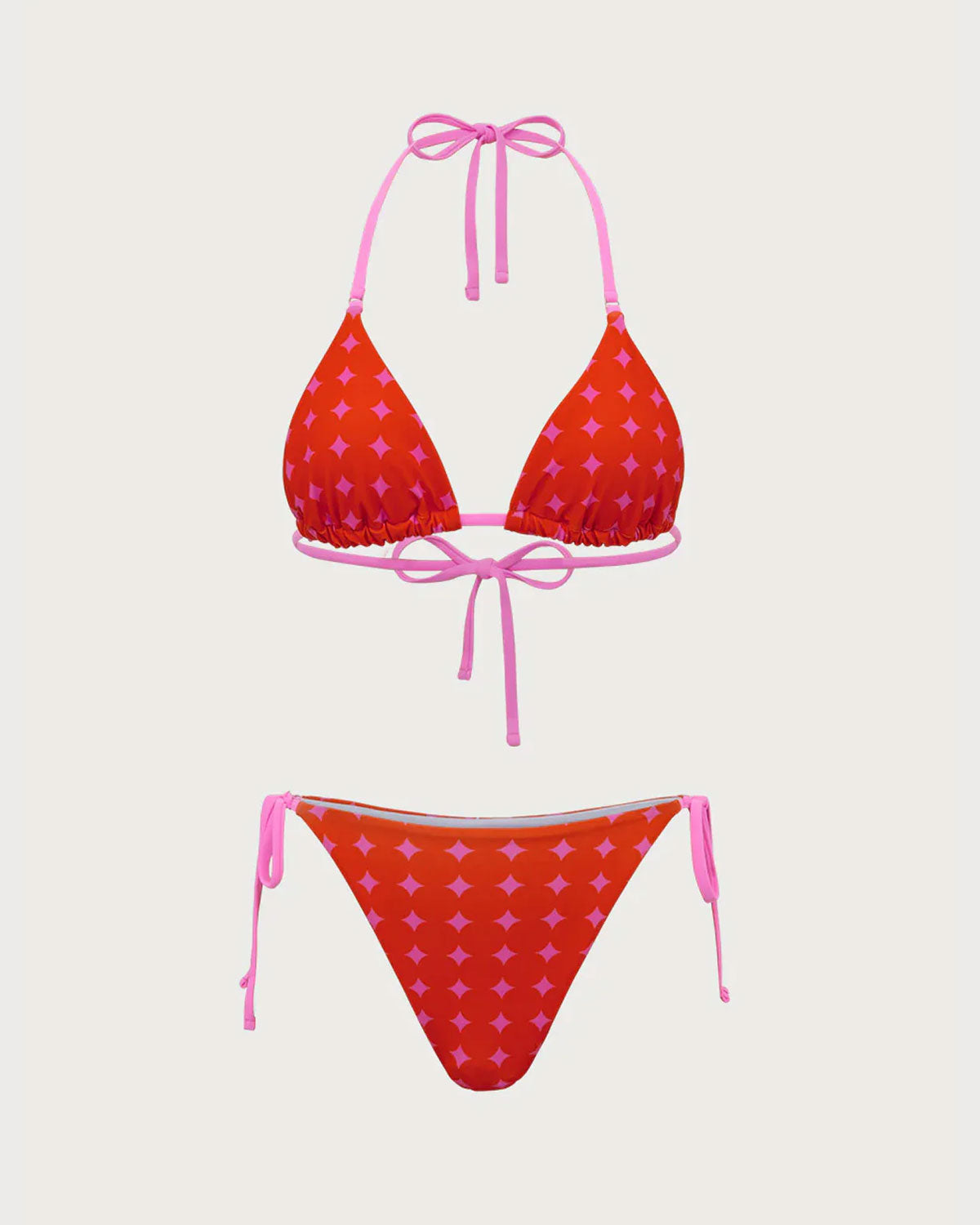 Red Contrasting Drawstring Bikini Set Discount Best Place