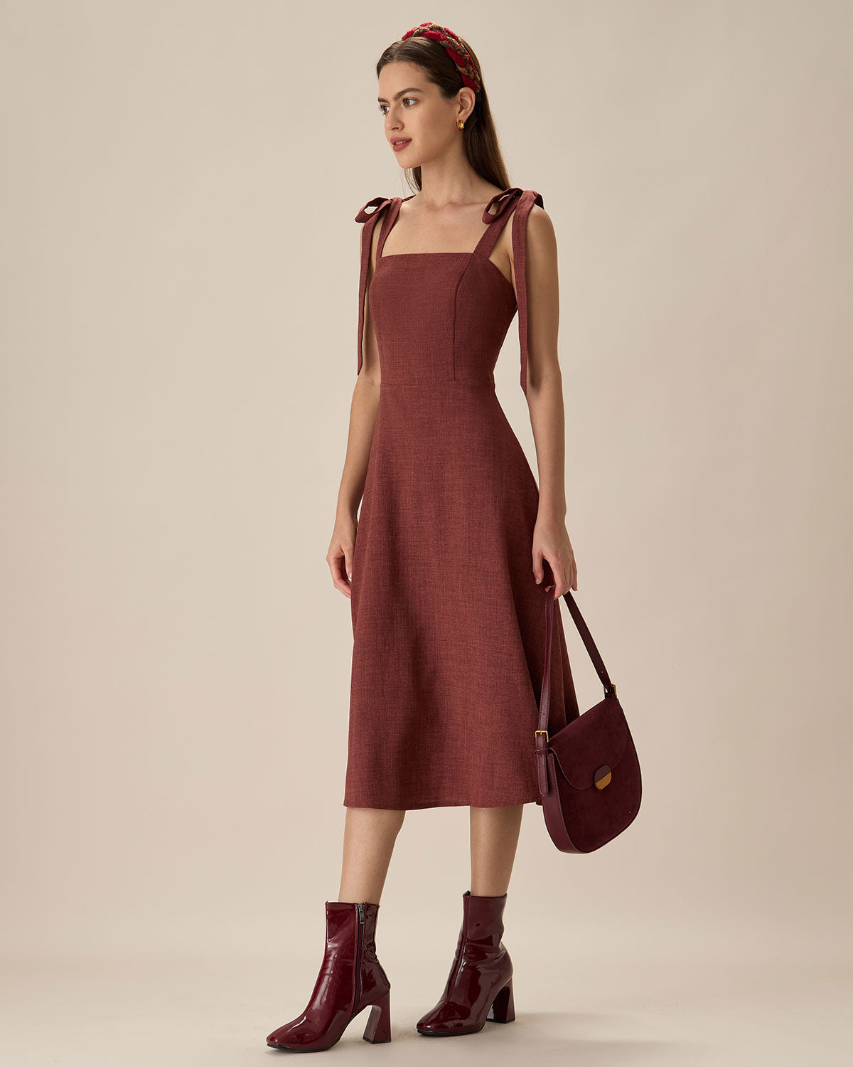 Red Tie Strap Midi Dress Cheap Discounts