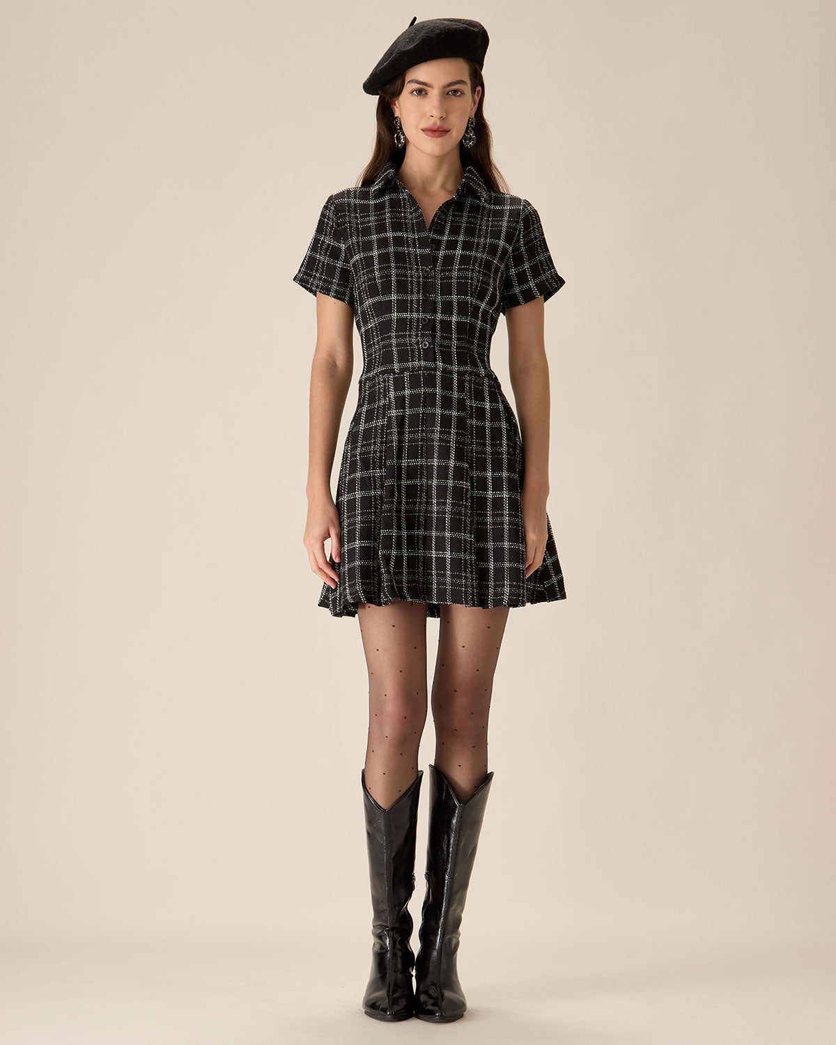 Black Plaid Tweed Mini Dress Looking For For Sale