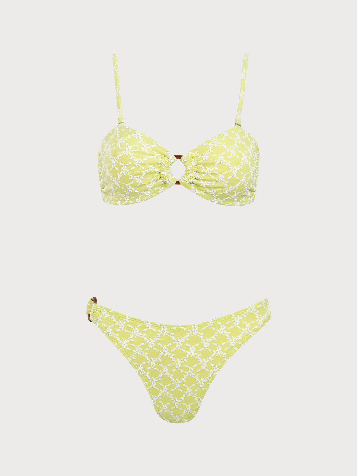 Yellow Jacquard O-Ring Bikini Set Visit Online