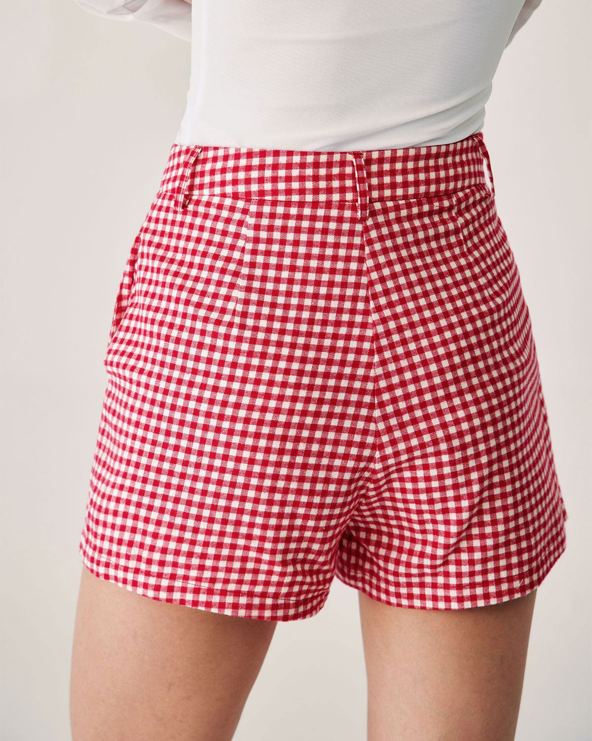 Red Plaid High-waisted Pocket Shorts Discount Best Pices