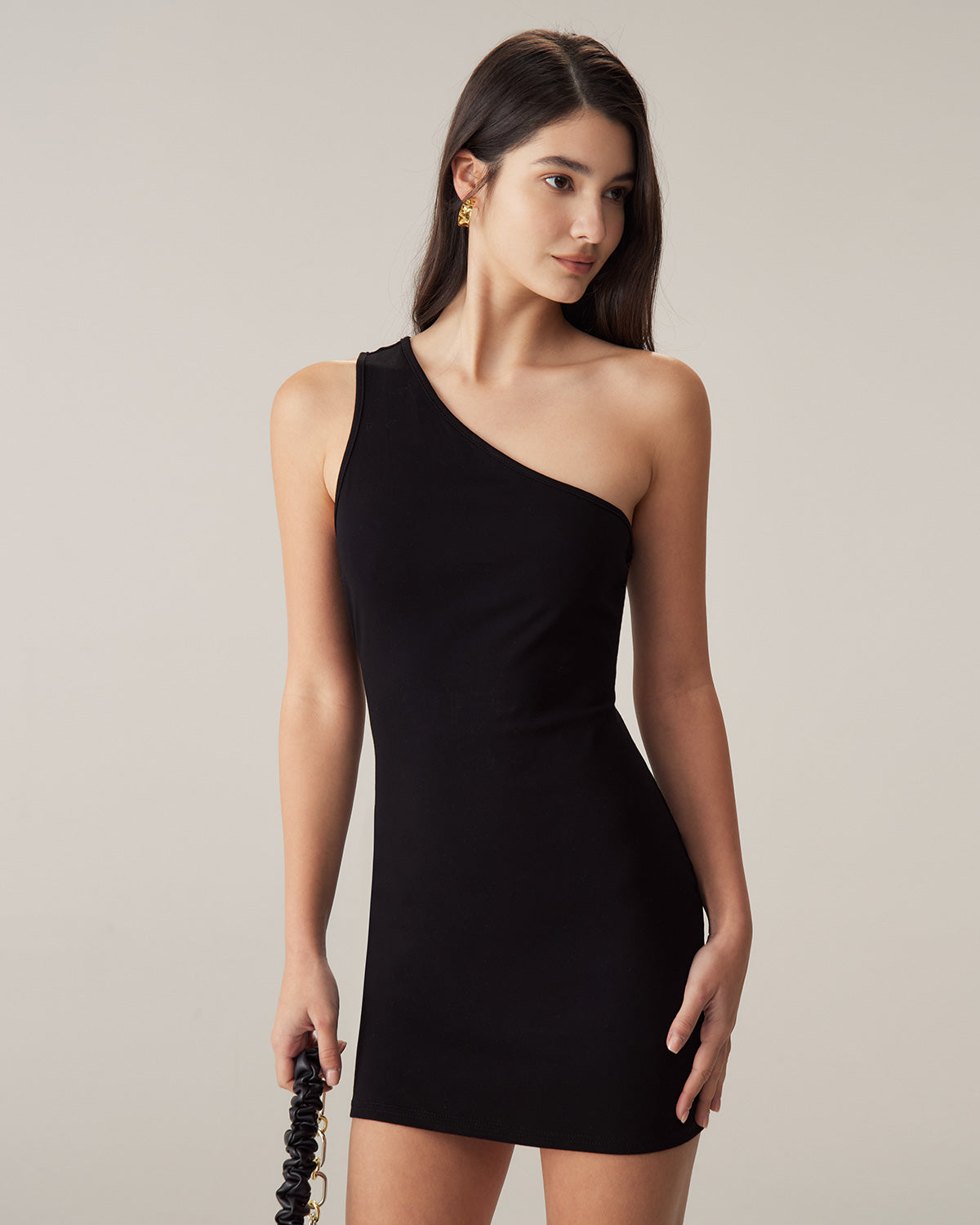 Black One Shoulder Bodycon Mini Dress Store Cheap Online