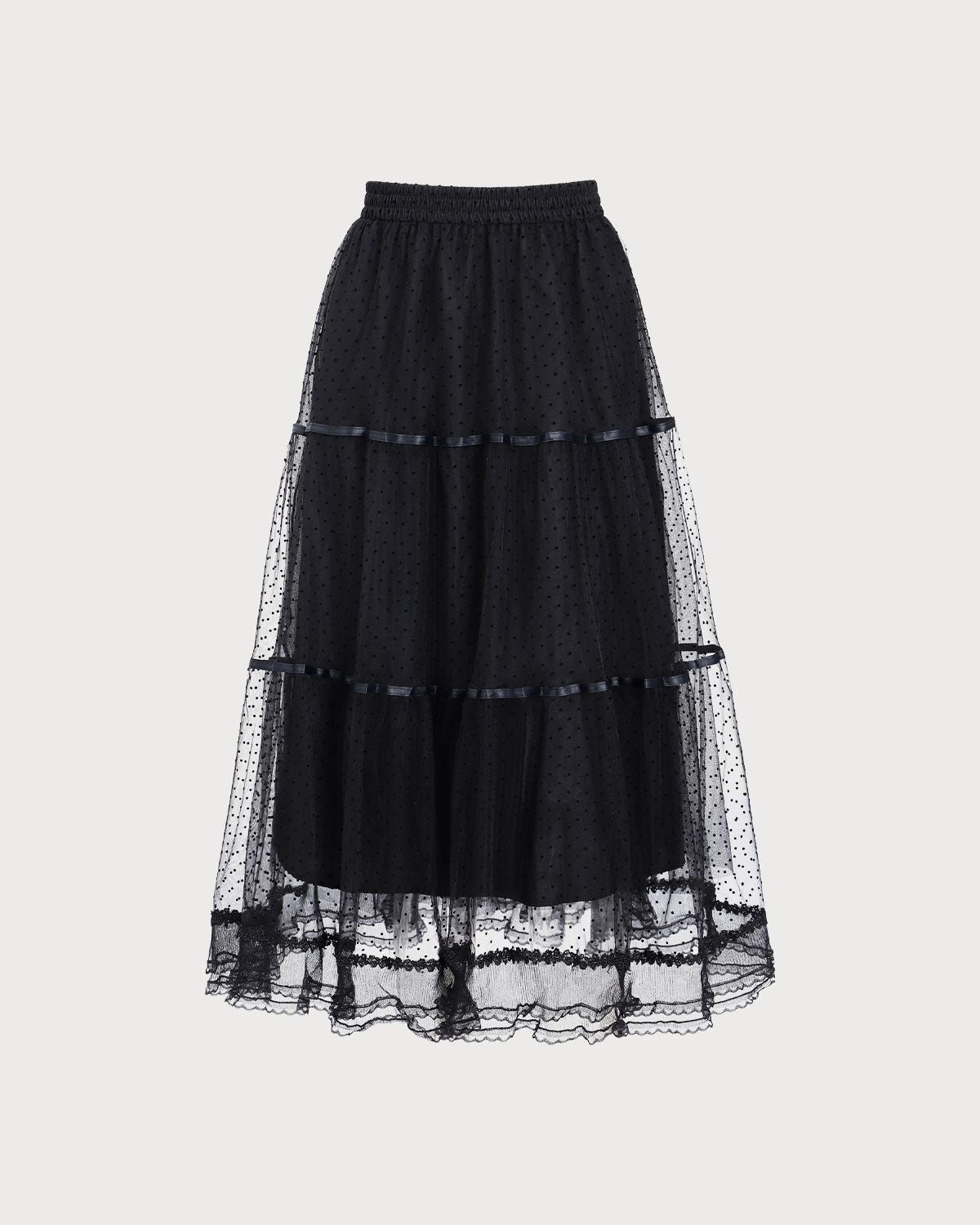 Black Mesh Tiered Midi Skirt Sale Huge Surprise