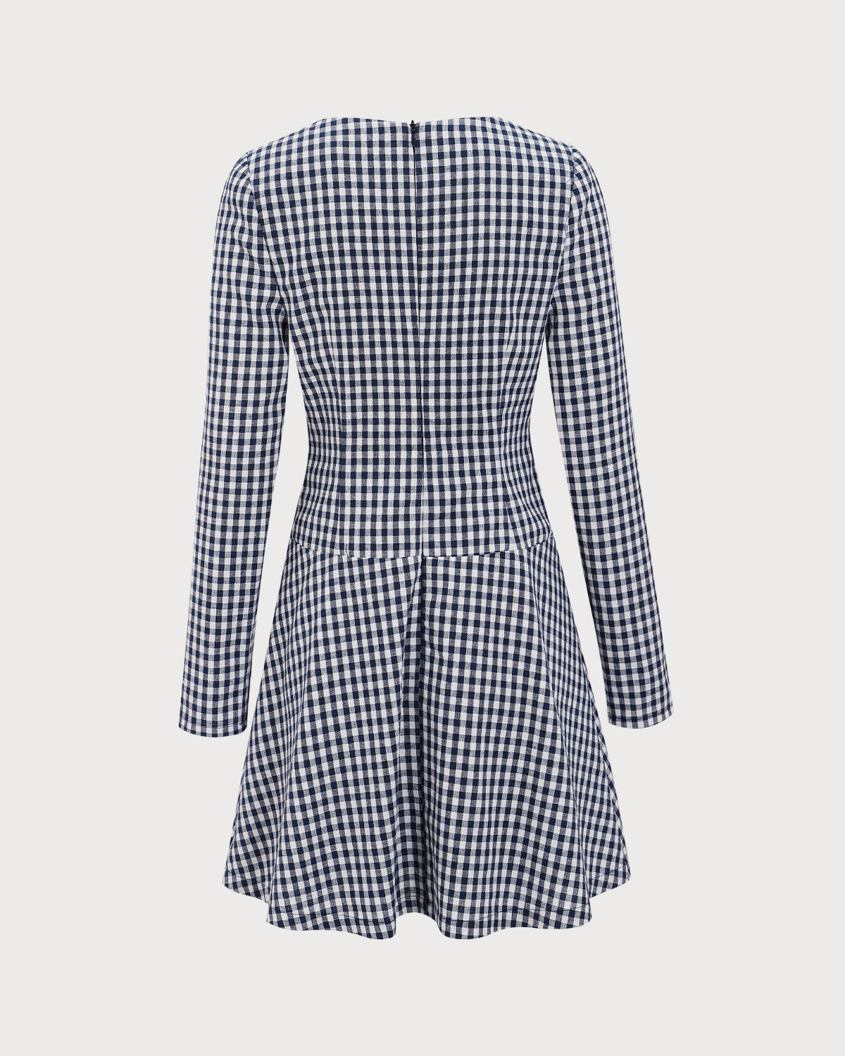 Navy Square Neck Plaid Mini Dress Enjoy Online