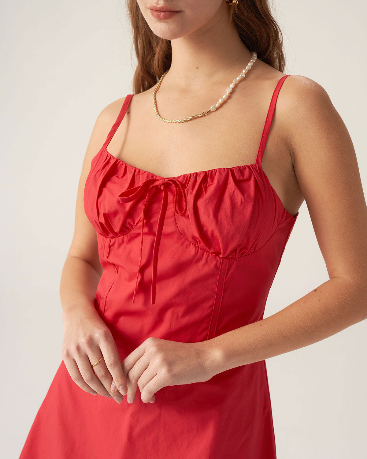 Red Ruched Slip Mini Dress 2025 New