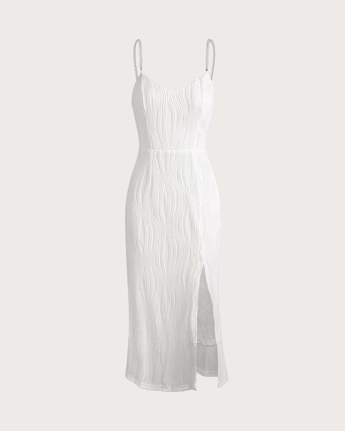 The Wave Textured Pearl Strap Midi Dress Best Store To Get Sale Online