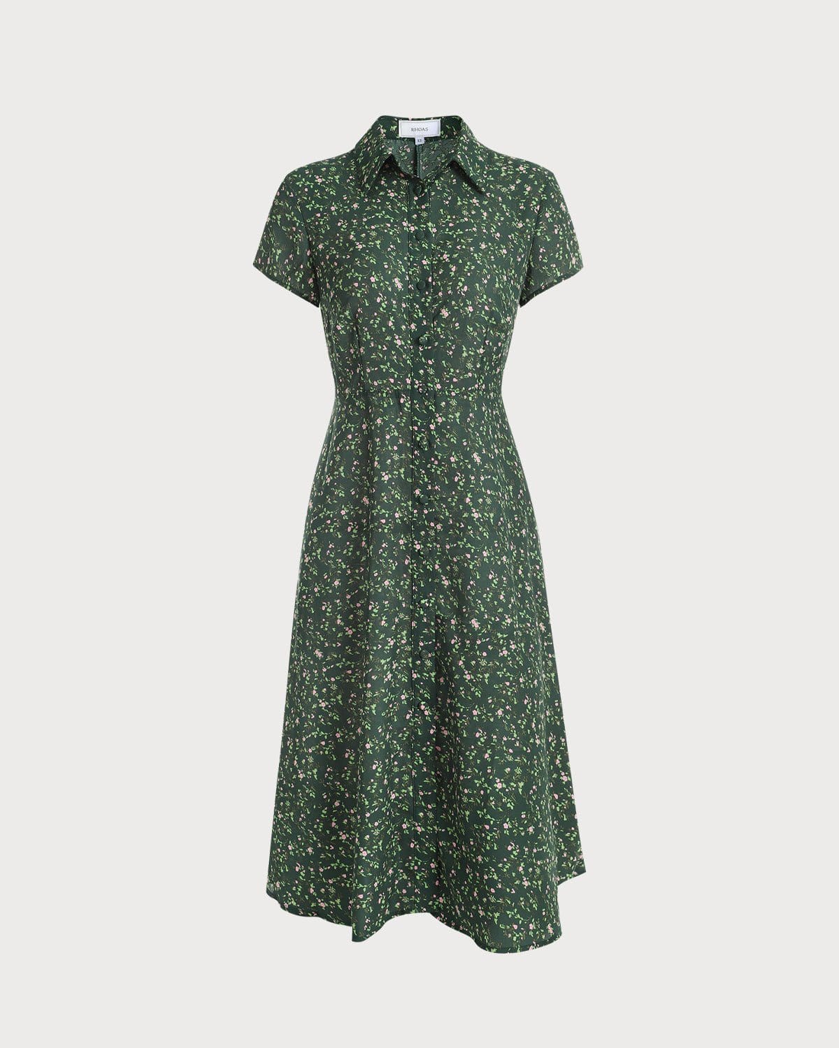 The Green Lapel Button Up Floral Midi Dress Finishline