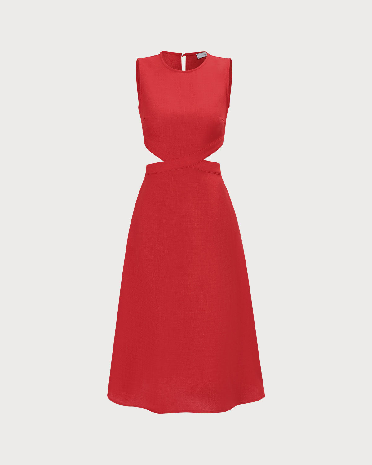 The Red Round Neck Cut-Out Midi Dress Latest Sale Online