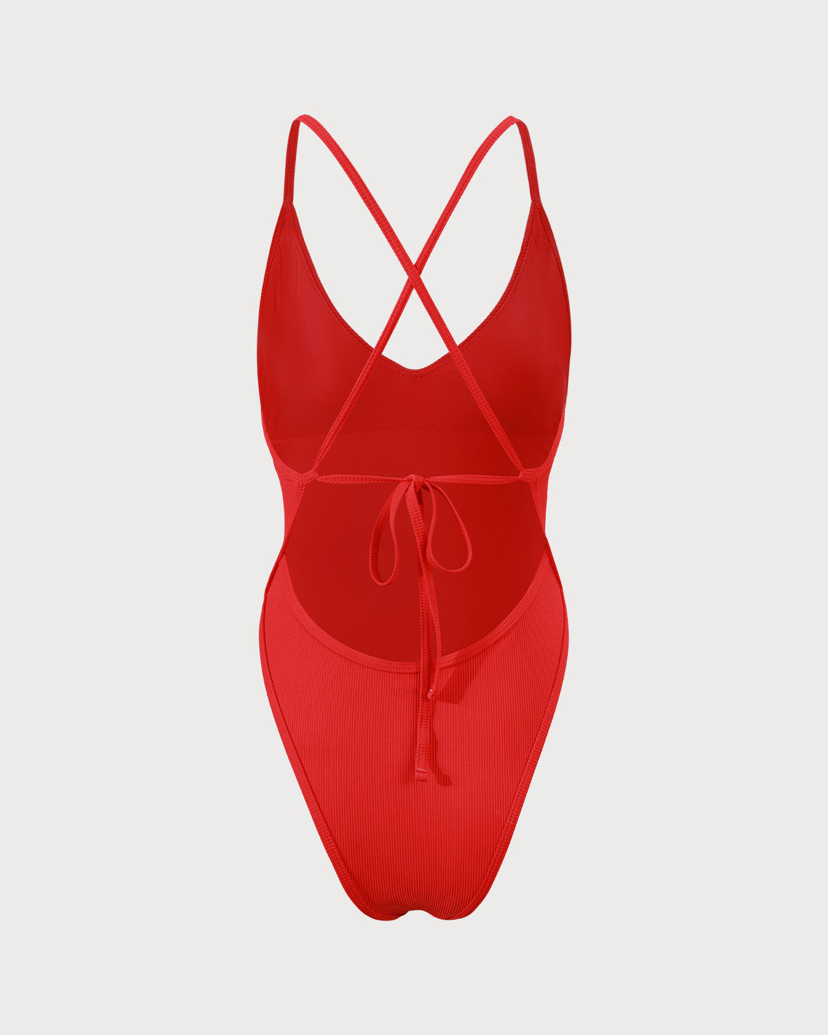 The Red Ribbed Cross Back One-Piece Swimsuit Cheap Sale Cheapest