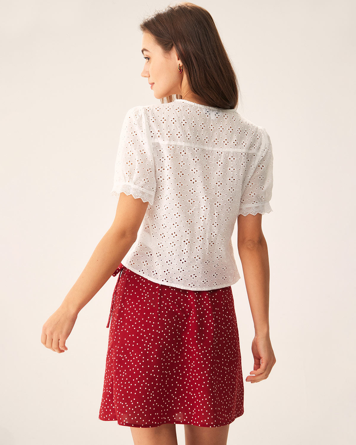 White Embroidery Puffed Sleeve Blouse Nicekicks Cheap Pice