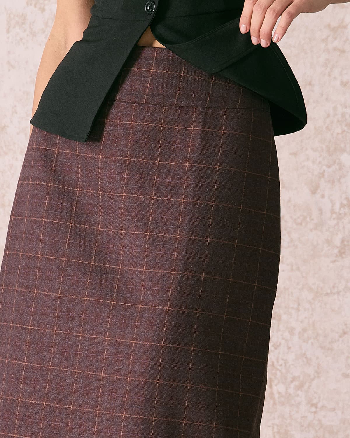 The Coffee High Waisted Plaid Midi Skirt Huge Surprise Cheap Pice