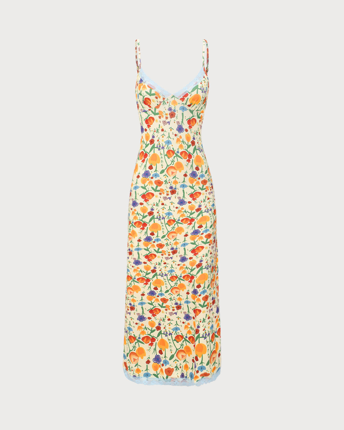 Yellow Floral V-Neck Slip Maxi Dress High Quality Cheap Pice