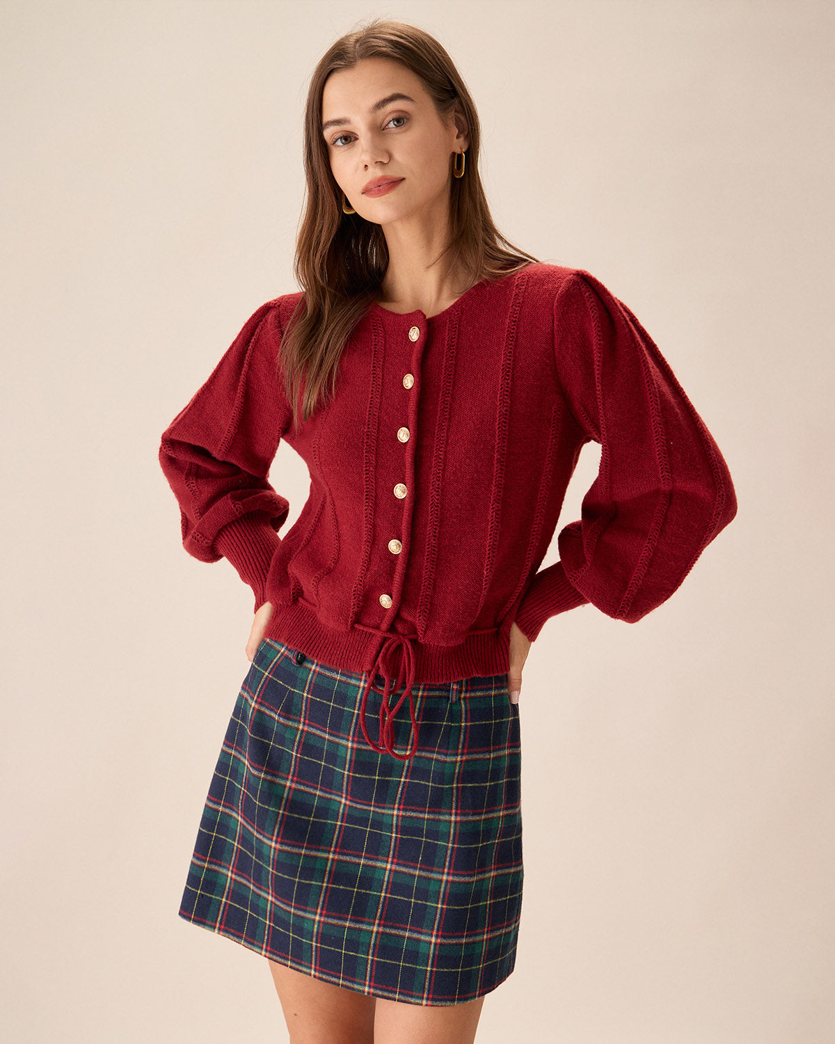 Red Lantern Sleeve Single-Breasted Cardigan Buy Cheap Best Place