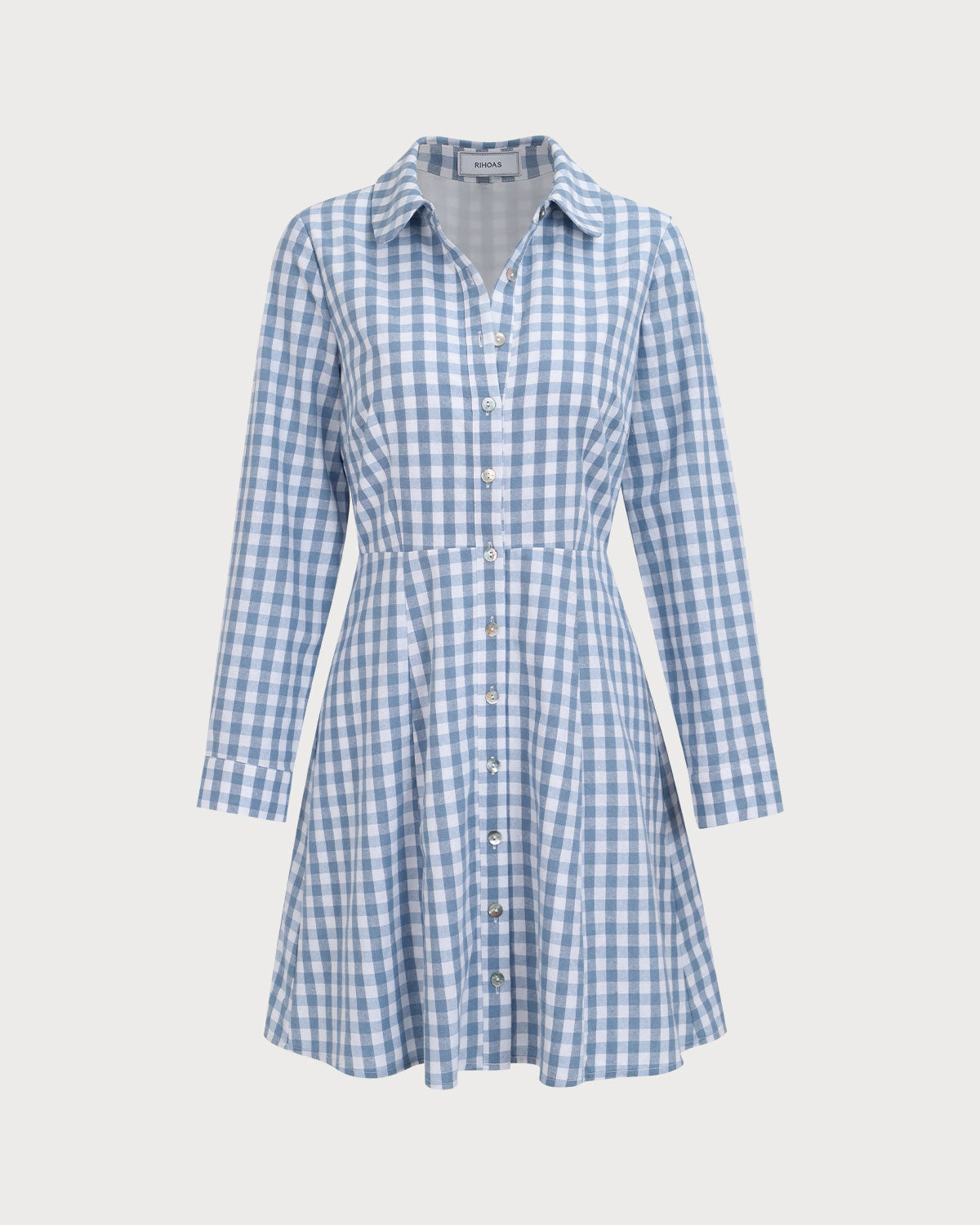 Women's Blue Plaid Long Sleeve Mini Dress