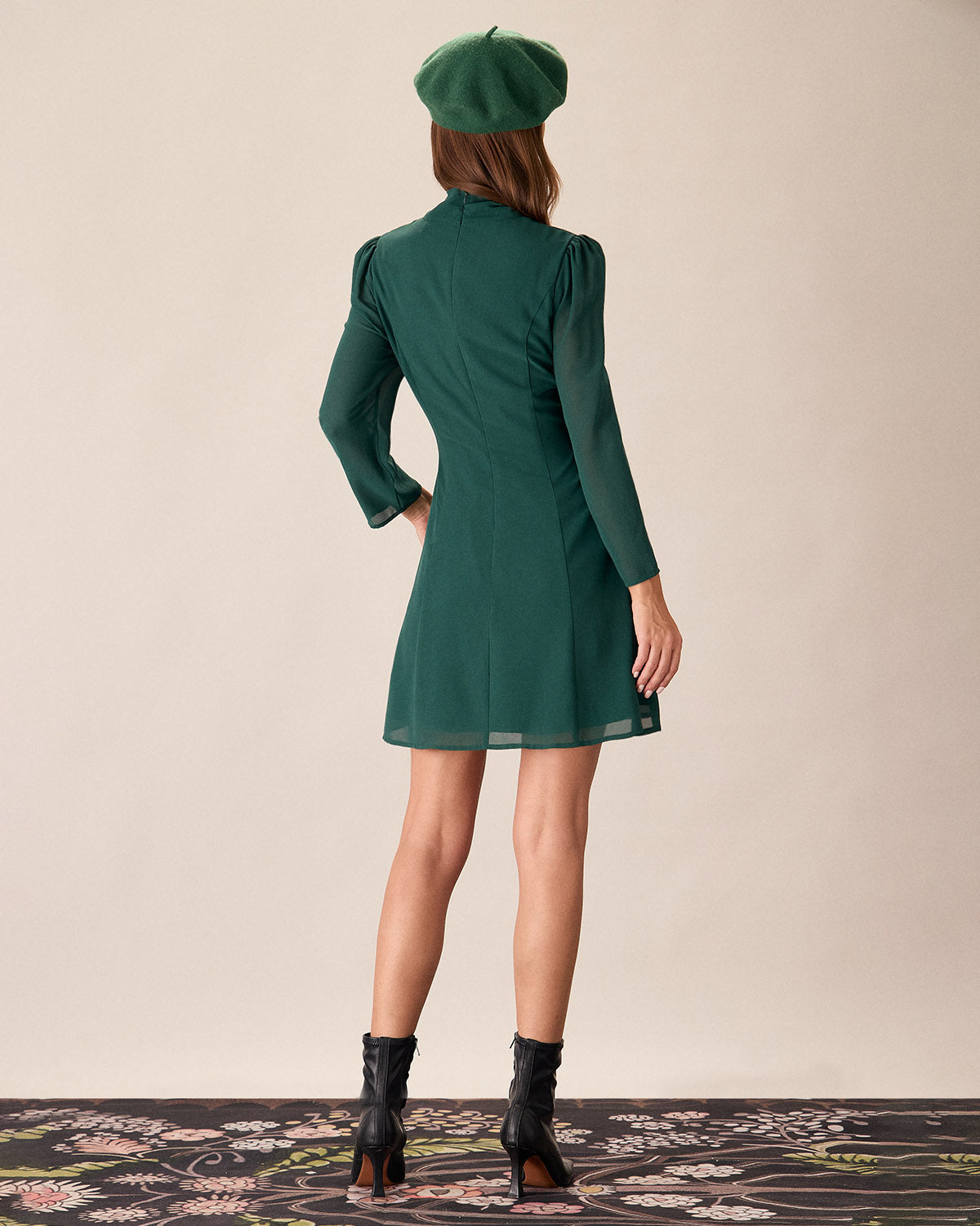 Green Tie Neck See-Through Mini Dress Free Shipping Big Discount