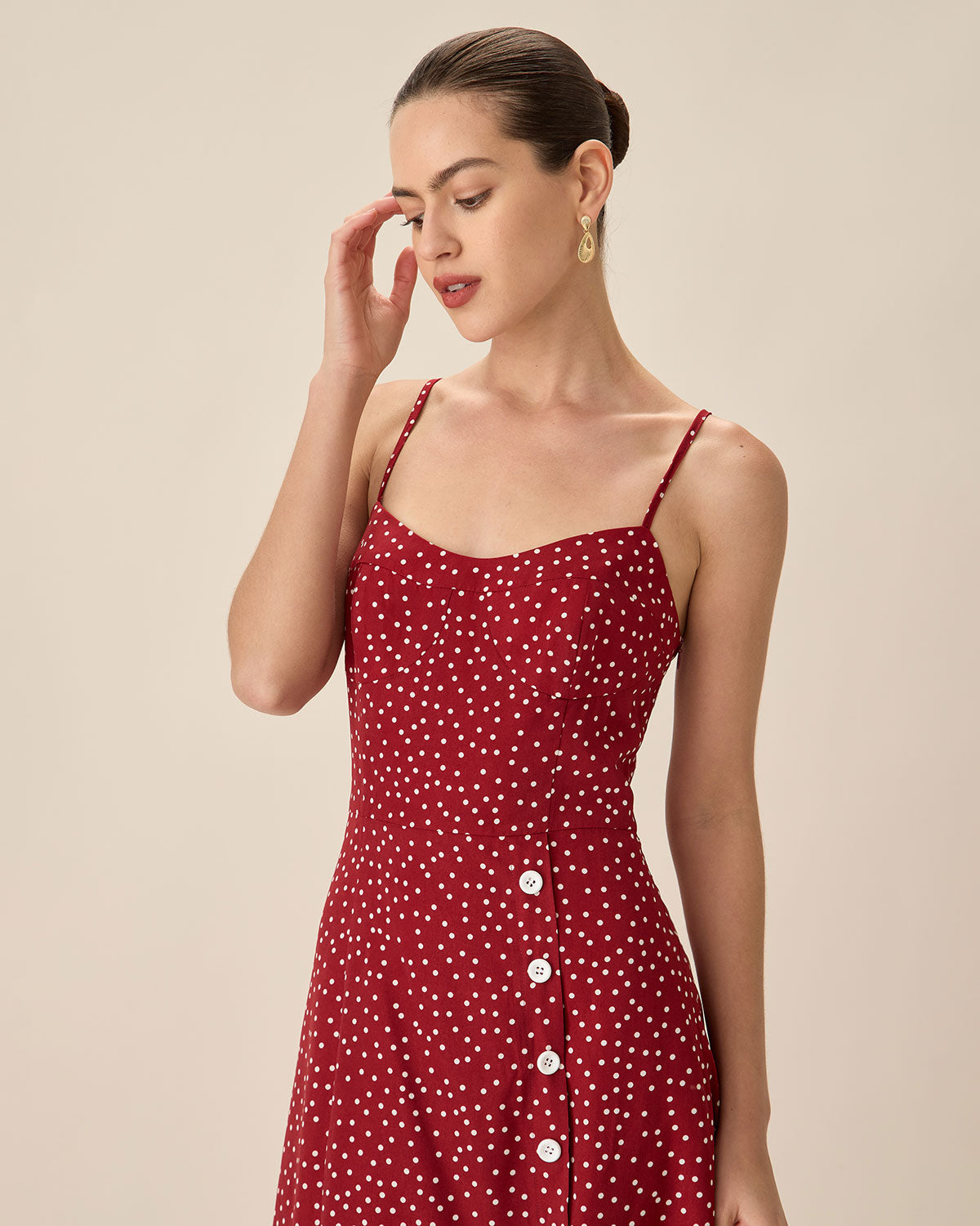 Red Polka Dot Slip Midi Dress Buy Cheap 2025