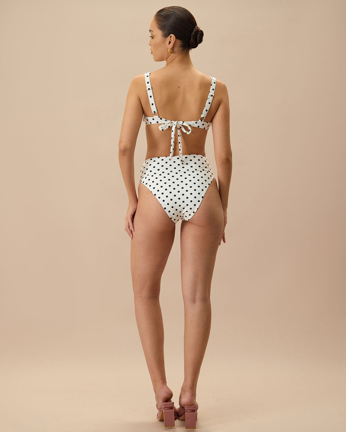 The White Polka Dot High Waist Bikini Bottom Top Quality Cheap Pice